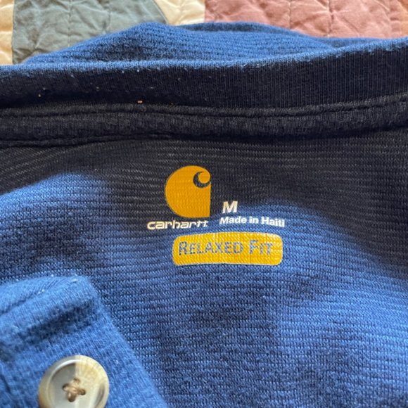 Carhartt Relaxed Fit Quarter Button Long Sleeve Work Wear Shirt - Picture 2 of 3